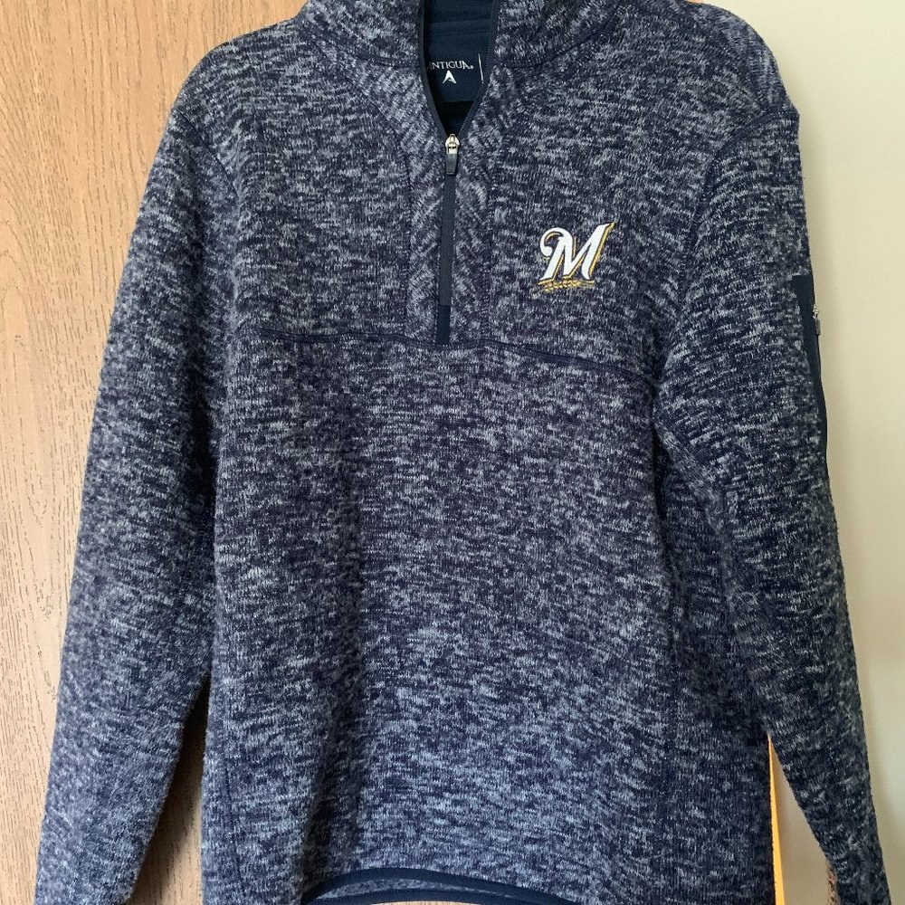 Milwaukee Brewers Antigua Women's Fortune Half-Zip Pullover Jacket